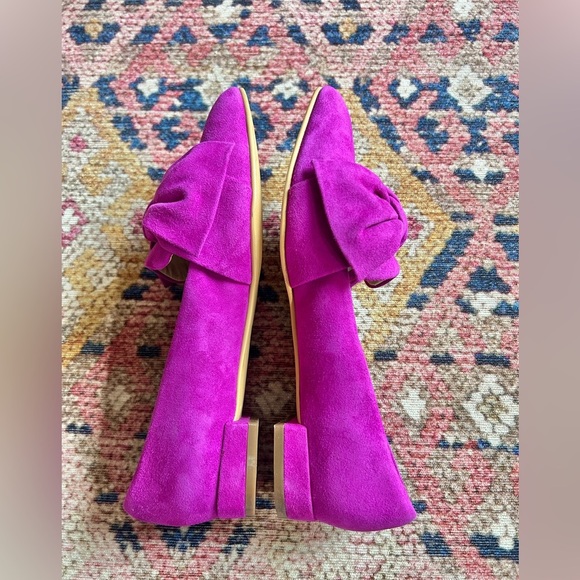 BP. Nordstrom Magenta Suede Pointed Tow Bow Loafers - Picture 4 of 7